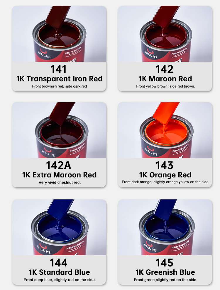 1K Transparent Iron Yellow Basecoat Auto Paint Acrylic Resin Liquid Coating Plastic Coating Spray Application Car Refinish OEM