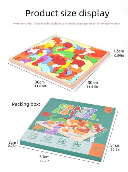Children Learning Games Developing Kids Toddler Gifts Montessori Jigsaw Big Crazy Animal Puzzle Toys