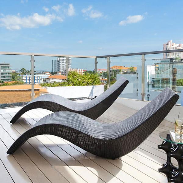 Outdoor Beach Aluminum Furniture Chairs with Modern Design Style Rattan Sun Lounger