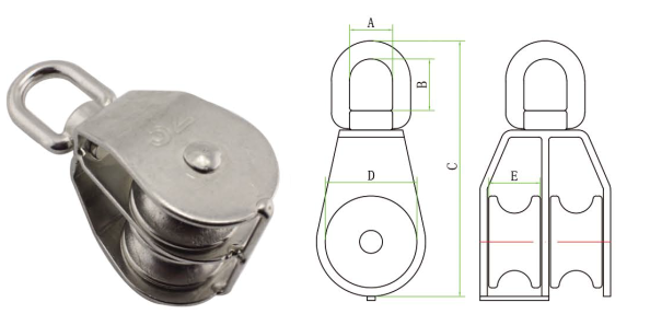 Stainless Steel Single Pulley Heavy Duty Single Wheel Swivel Lifting Rope Pulley