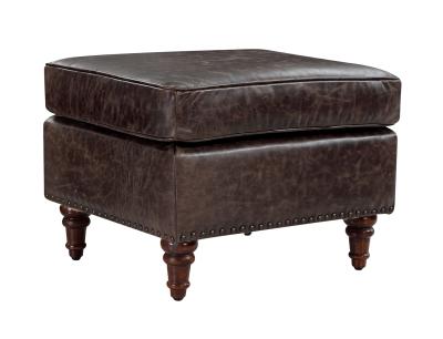 Solid Wod Legs Vintage Leather Furniture Sofa Footrest Living Room Storage Ottoman