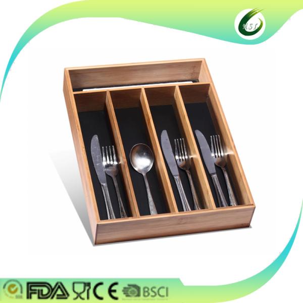 Natural Color Bamboo Kitchen Supplies Wooden Cutlery Inserts For Kitchen Drawers