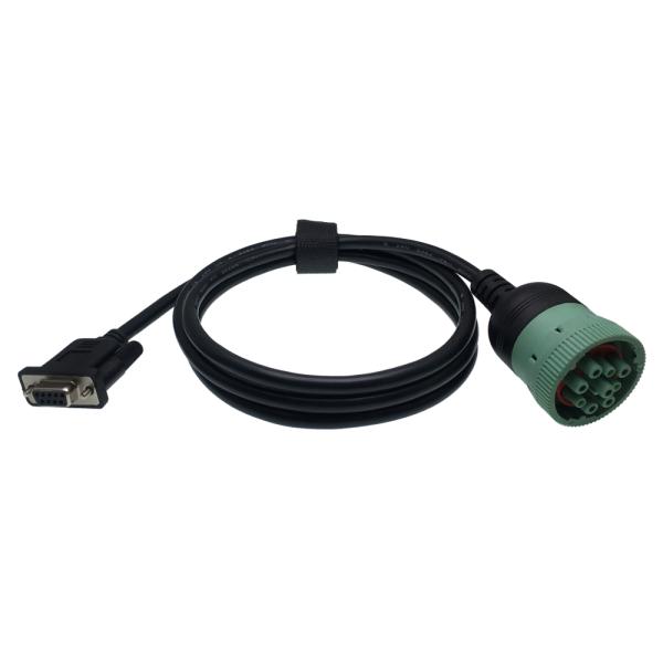 PVC OKI Technic Material Deutsch Green 9 PIN Type 2 J1939 to DB15 Cable for Truck Diagnostic Tool 12V/24V Truck