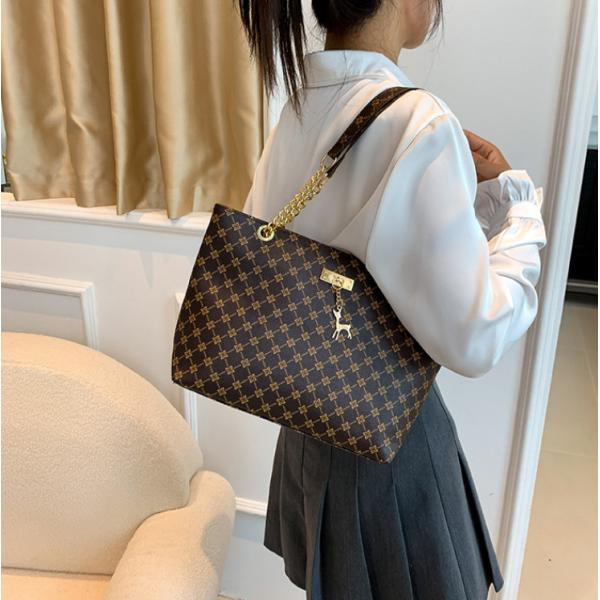 Printed Chain Women Fashion Handbag Women Retro Commuter Shoulder Bag