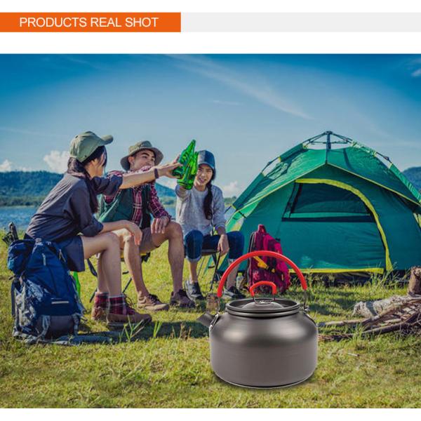 Алюминиевый на открытом воздухе набор Cookware, на открытом воздухе располагаясь лагерем чайник 0.8L с ручкой кремния