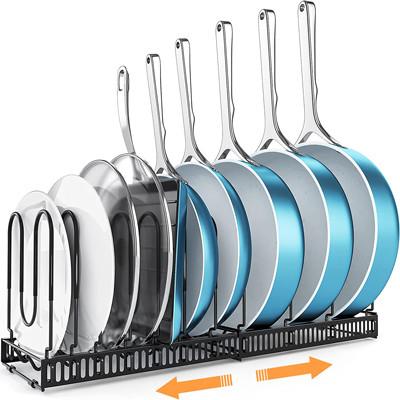 Black Metal Adjustable Pot And Pan Organizer Rack For Cabinet
