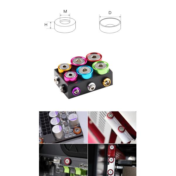 M16 15mm Id Small Colorful Anodizing Metric Aluminum Countersunk Washer Ring
