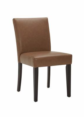 Solid Back Leather Dining Room Chairs Faux Leather Upholstered Side Chair