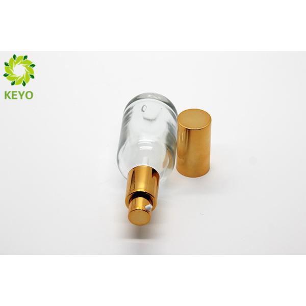 Clear Boston Round Pump Bottles , 30ml Glass Liquid Foundation Containers