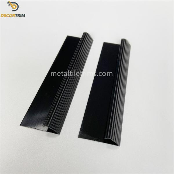 Decorative Aluminum Transition Strips For Carpet Shiny Black Fluted