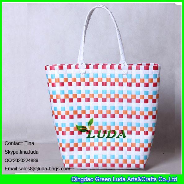 LUDA summer woven  beach bag colorful pp strap straw tote bag