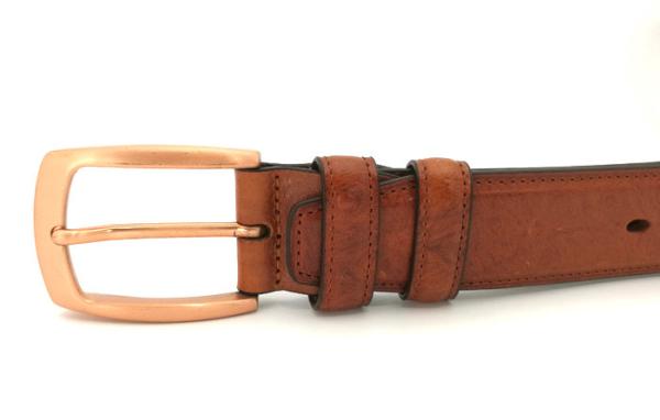 3.5cm Mens Dress Casual Ostrich Leather Belts With Copper Buckle