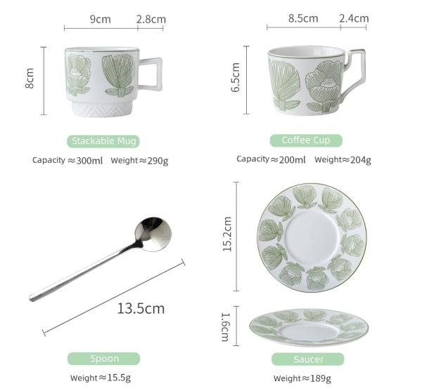 New Design Custom Funny Handpainted Flower Pattern Coffee Mug Ceramic Under Glazed Ceramic Coffee Mugs Wholesale 300ml