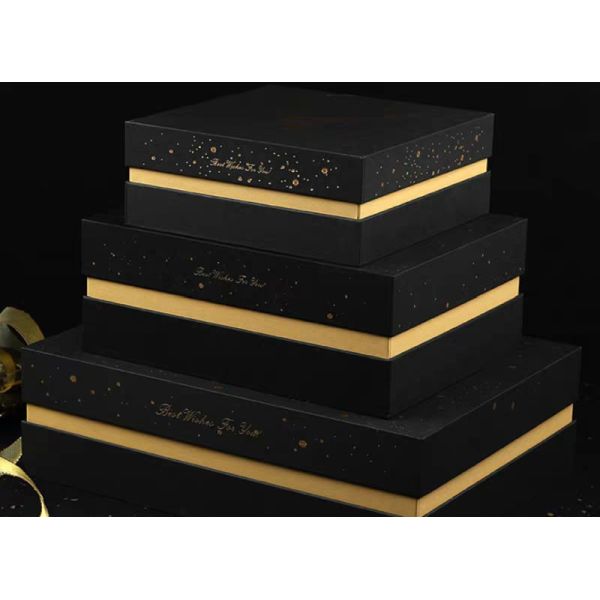 Gelebor Pearlescent Black Cardboard Gift Packing Box For Garment