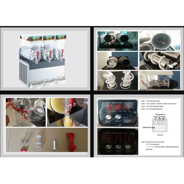 500W Stainless Steel Ice Slush Machine With Three Tanks For Beverage 15L×3