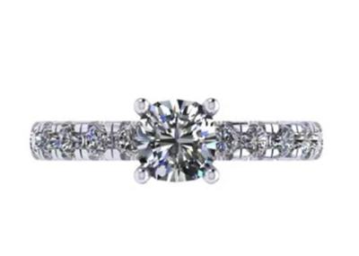 6x6mm 14k Solid Gold Jewellery , 24pcs 1.44ct Natural Diamond Engagement Ring