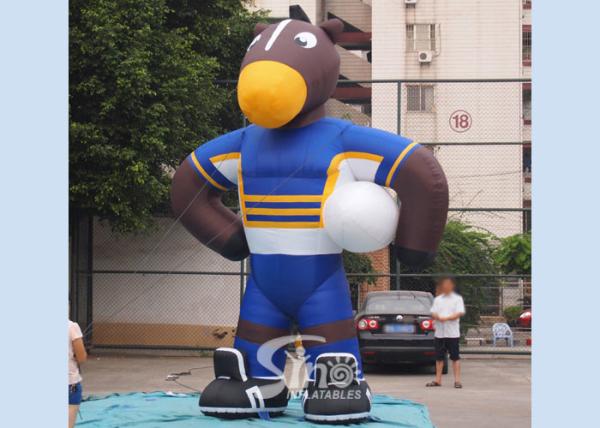 5 meters high outside giant promotional inflatable rugby with white ball made of PVC Coated Nylon
