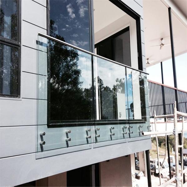 Frameless Outdoor Balcony Tempered Glass Railing System With Standoff Pins