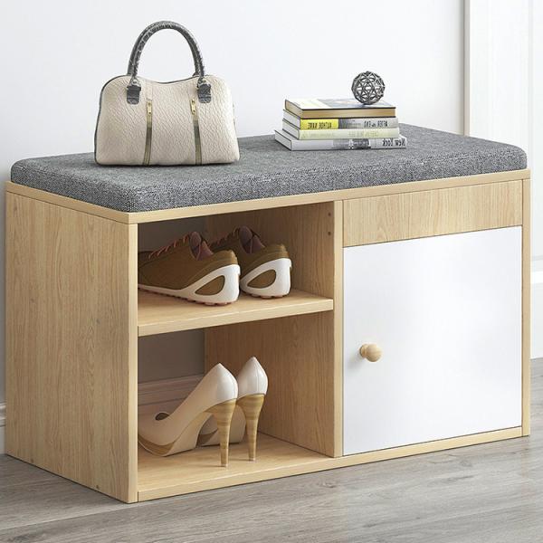 FSC Wooden Shoe Rack Furniture Organizer Cabinet With Door And Soft Cushion