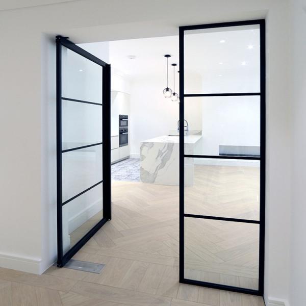 Puertas de acristalamiento laminado de aluminio de doble hoja
