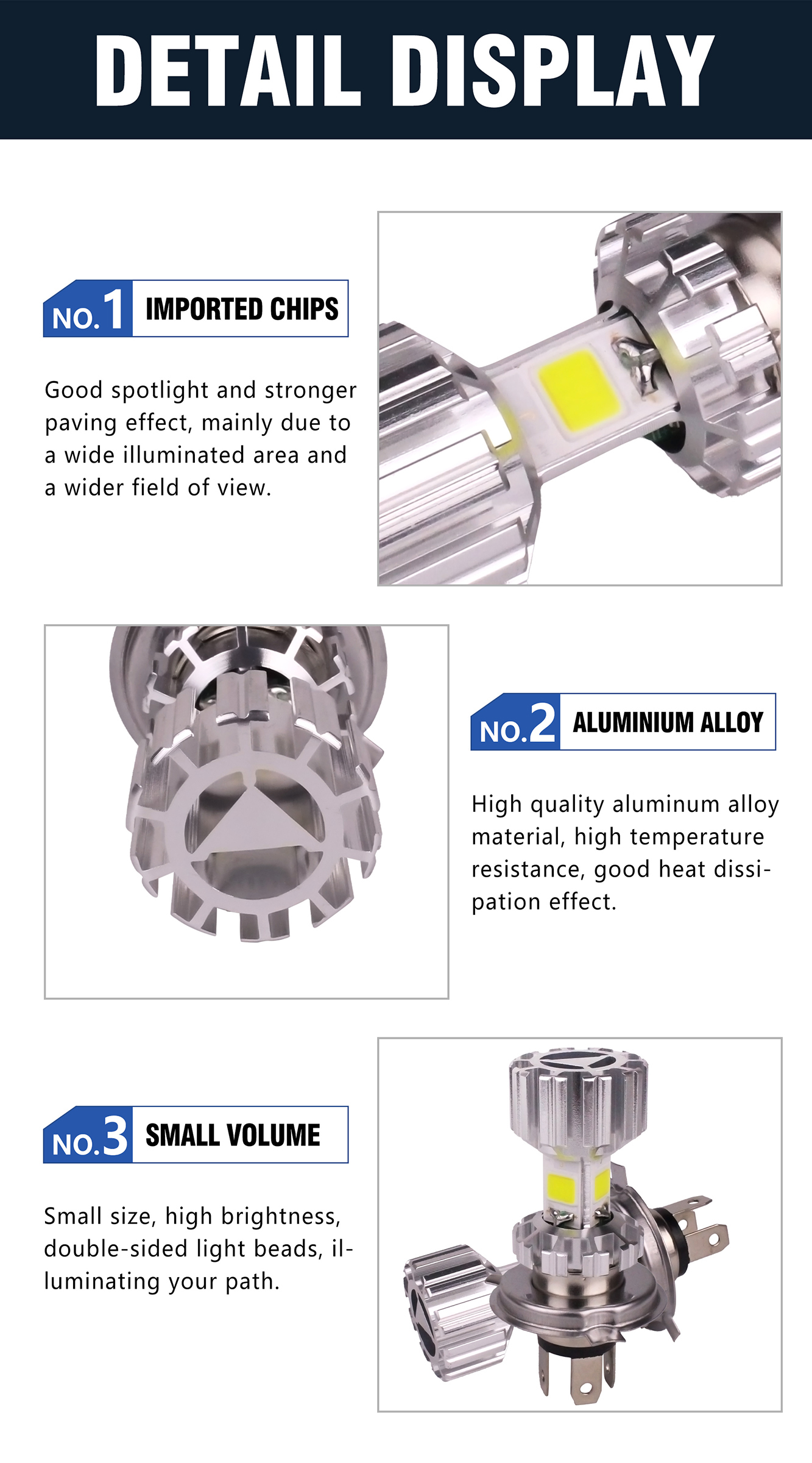 Smart Temperature Control LED Motorcycle Bulbs 12W Motorbike Bulb 1200LM For Night Lighting