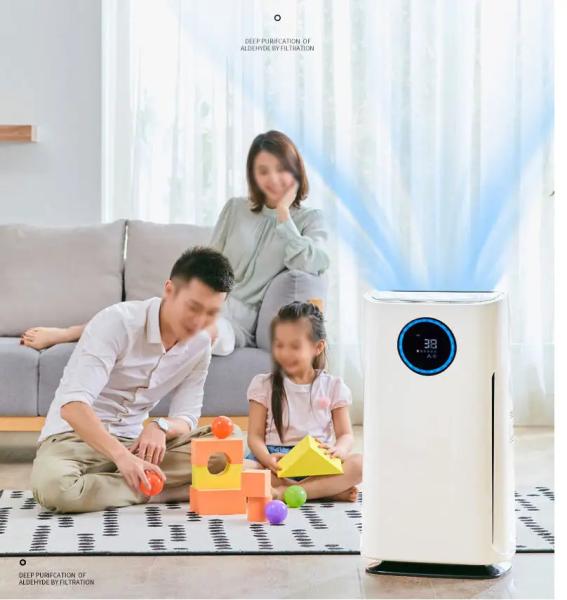 Filtro de carbono ativado para uso doméstico Purificador de ar de grande cobertura Filtros múltiplos Purificador de ar de quatro velocidades Purificação a longo prazo