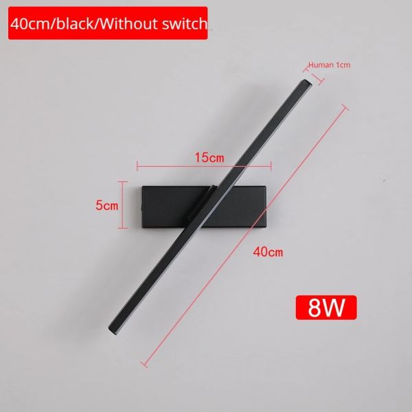 330° Rotatable LED Wall Light Minimalist black Bathroom Strip mirror front light(WH-MR-81)
