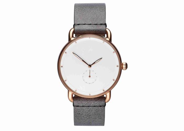 5ATM water resistant Grey leather wrist watch rose gold quartz watches bezel japan movt