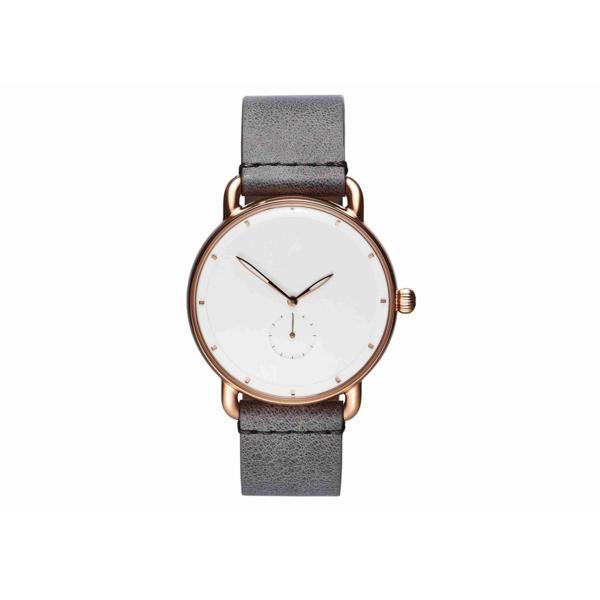 5ATM water resistant Grey leather wrist watch rose gold quartz watches bezel japan movt
