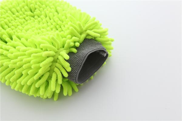 Green color high quality double side microfiber chenille car cleaning detailing house cleaning wash mitts/gloves