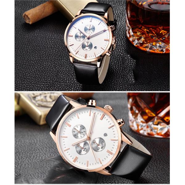 Fashion Alloy Quartz Mens Watch Perpetual Calendar Water Resistant