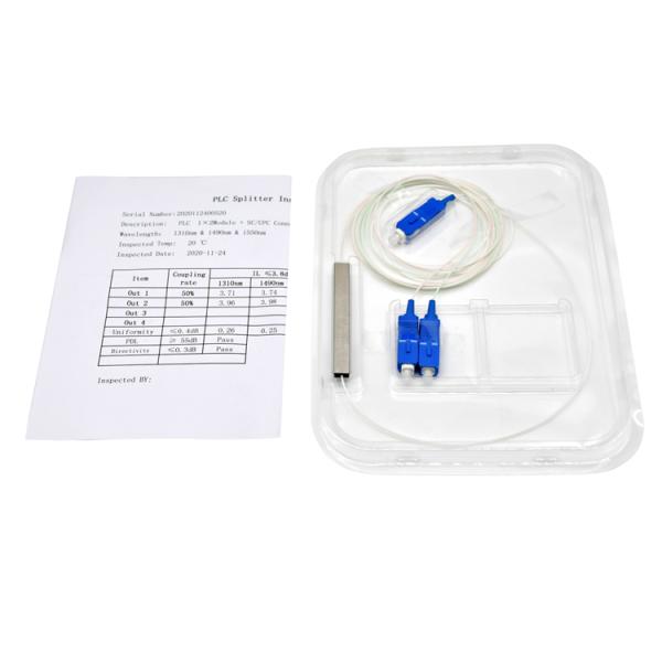 SC UPC Connector Steel Tube FTTH 1x2 Fiber Optic PLC Splitter