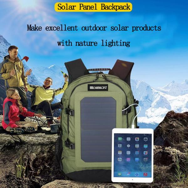 Portable Rechargeable Solar Panel Backpack With Removable USB Charging Interface