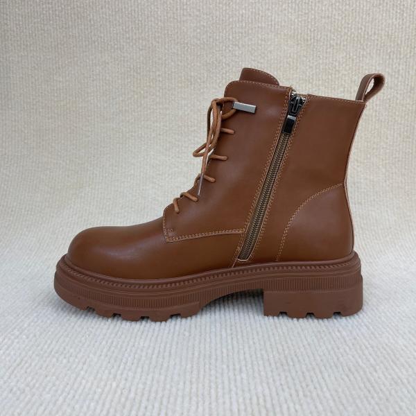 Anti Slip Brown Ankle Boots Women With Zip Ladies Brown Ankle Boots