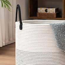 Woven Rope Laundry Hamper Basket, Tall Luandry Basket, Baby Nursery Hamper For Blanket Storage, Clothes Hamper For Laundry In Bedroom-Large-(CUSTOMIZED COLOR, 58L, 72L)