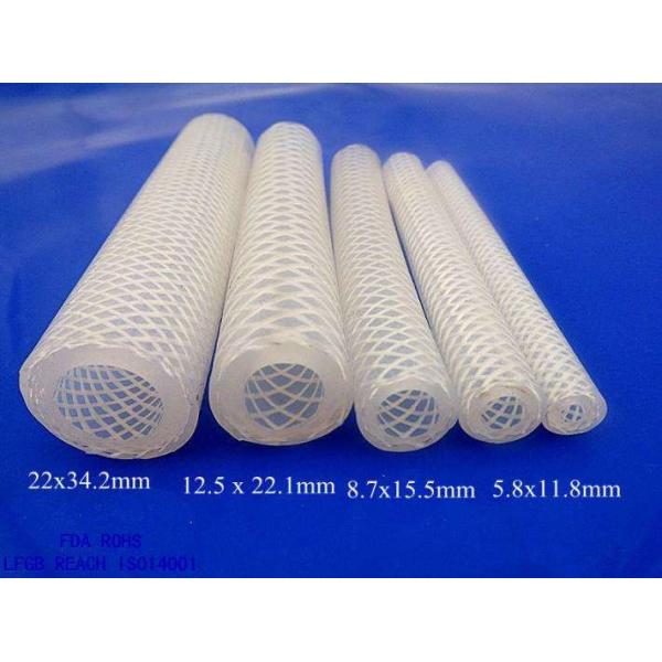 Flexible Reinforced Braided Hose , White Soft Silicone Tubing Chemical Resistance