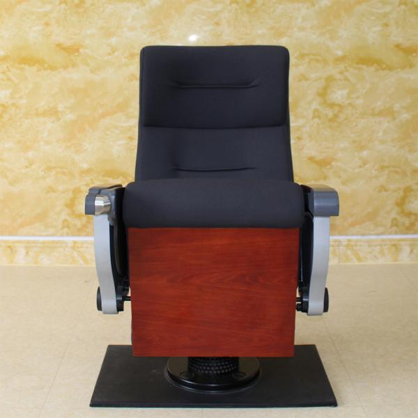 Flameproof Black Theatre Cinema Hall Chairs With PU Foam Collapsible High Density