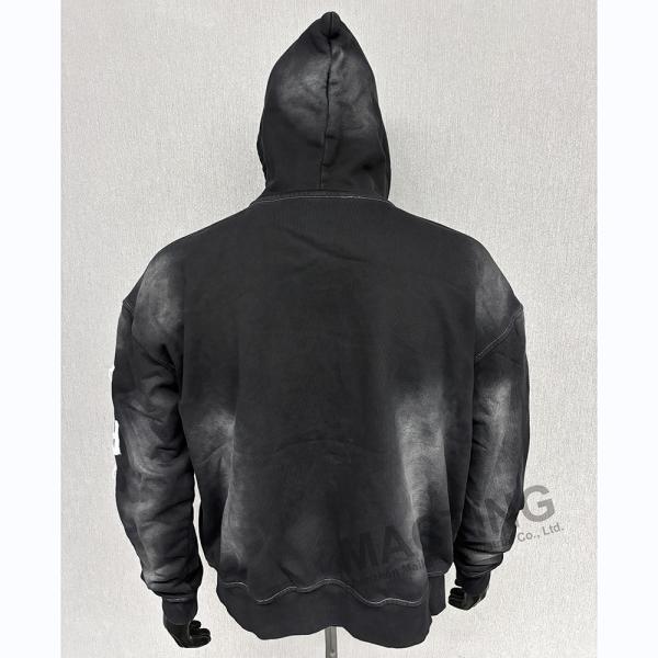 Custom Logo Oversized Boxy Fit Cropped Zip Up Hoodies Heavyweight Vintage Washed Distressed Embroidery Hoodie