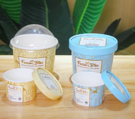 Leak Proof Disposable Paper Ice Cream Cups With Custom Logo Printing For Frozen Desserts