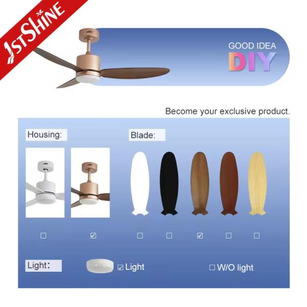 Led Ceiling Fan Simple Rose Gold Design Fancy Plastic Ceiling Fan with Remote Control