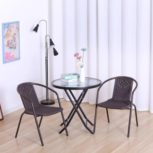 Outdoor Armchair Plastic Material Rattan Armchair Garden Patio Chair Set for Outdoor