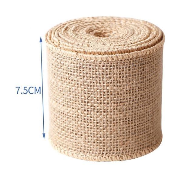Padrão SOLID COLOR fita de tecido de juta natural fio de borracha fita de rolo para decoração de bricolage
