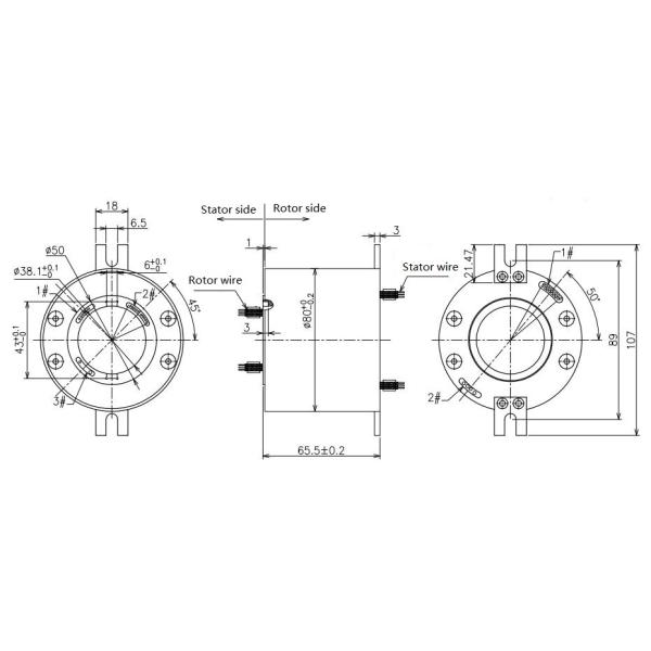 Кольцо выскальзывания внутренней скважины 24VDC 38.1mm роторное совместное с силой передачи