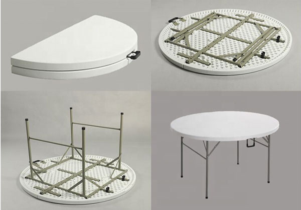 Seis pés plástico redonda branco de dobramento banquete de 8 pés para 10 Seater exterior