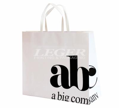 White Recycled Paper Shopping Bags With Logo , Garment Packaging Bags