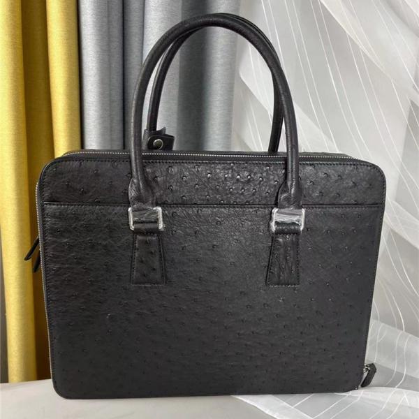 Authentic Ostrich Skin Businessmen Working Travel Purse Laptop Briefcase Genuine Leather Male Large Top-handle Handbag