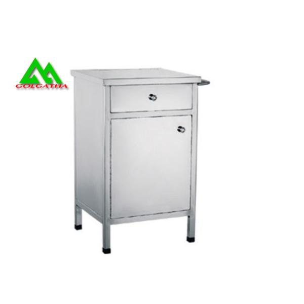 Metal Hospital Ward Equipment Stainless Steel Bedside Table With Drawer