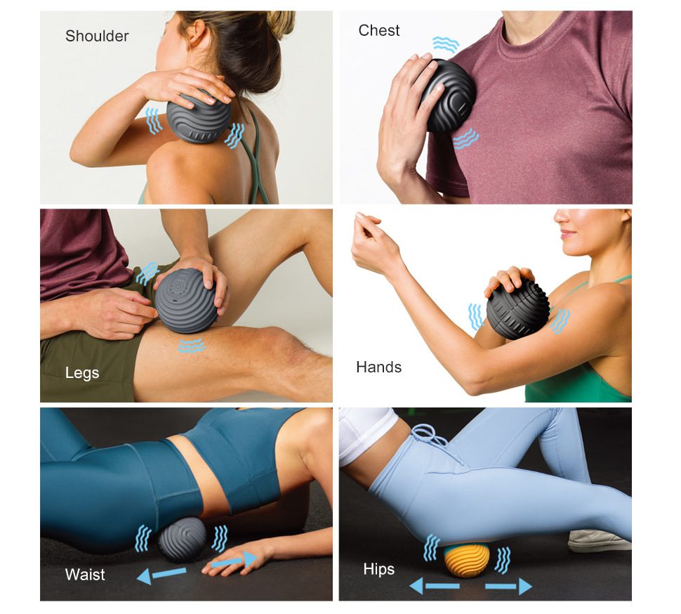 Oem Vibration Self Heating Deep Tissue Small Hand Grips Pain Massage Ball Roller Relief Fitness Massage Ball for Sore Muscle