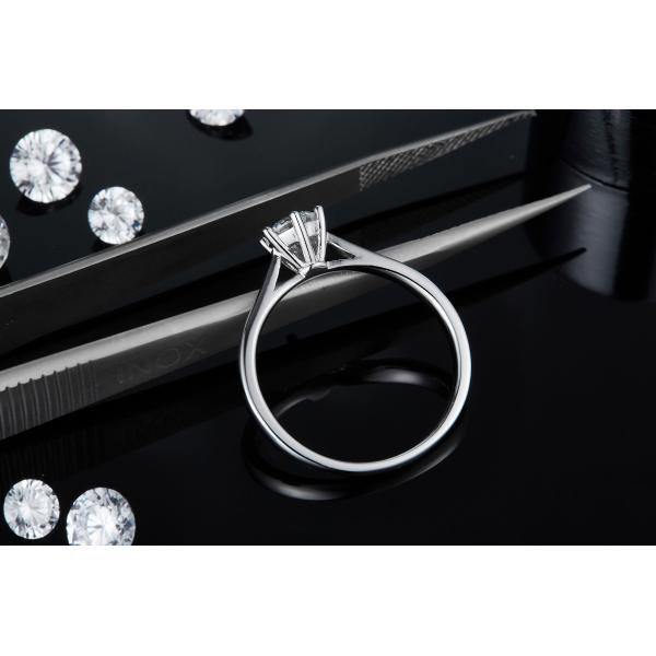 Минималистский отрезок круга белое Moissanite кольца ювелирных изделий 9K свадьбы серебряный CZ