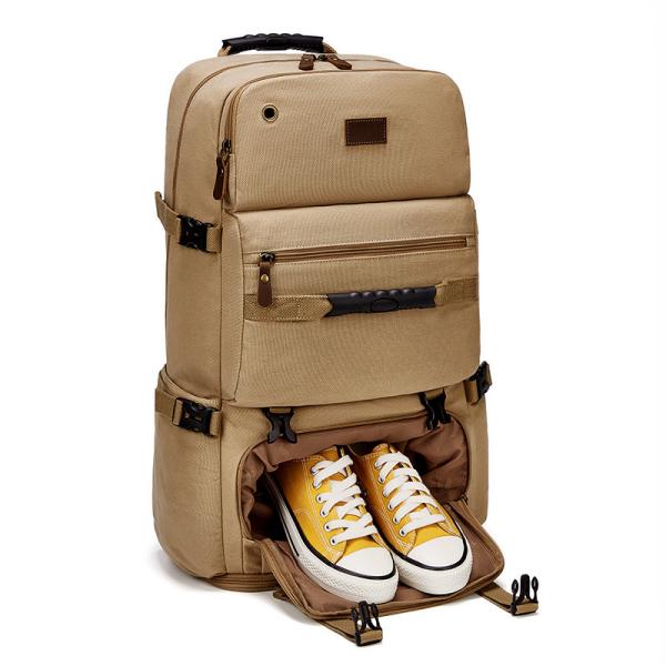 Retro Sacos de viagem para o exterior de grande capacidade Homens Mochila portátil de lona 56-77 litros